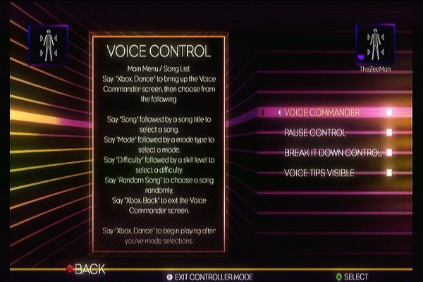 Dance Central 2 Menu